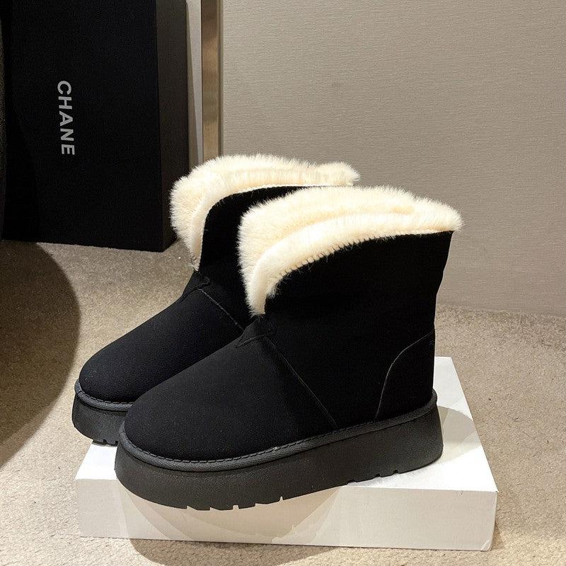 Cheky - Winter Warm Snow Boots New Fashion Foldable Fleece Cotton Shoes For Women Plus Velvet And Thickened Plush Ankle Boots