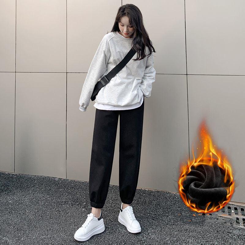 Cheky - Gray Casual Pants Female Student Autumn And Winter