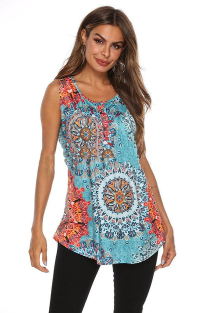 Cheky - V-Neck Sleeveless Vest With Printed Buttons