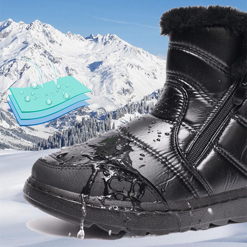 Cheky - Winter Thick Plush Snow Boots With Side ZIpper High Top Platform Warm Cotton Shoes Women Solid Waterproof Fleece Walking Boot