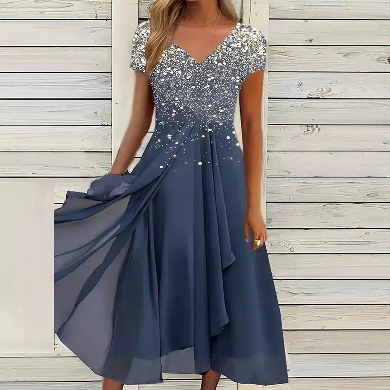 Cheky - New Elegant Green Party Dress Women O Neck Lace Half Sleeve Prom Dresses For Women Solid A-Line Dress Boho Sexy Long Dress