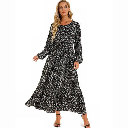 Cheky - 2023 Sping Summer Bohemian Women Maxi Dress Casual Long Sleeve High Waist Beach Woman Chiffon Dresses Floral Vestidoes Mujer New