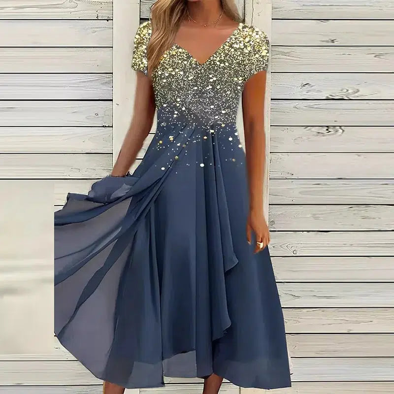 Cheky - New Elegant Green Party Dress Women O Neck Lace Half Sleeve Prom Dresses For Women Solid A-Line Dress Boho Sexy Long Dress