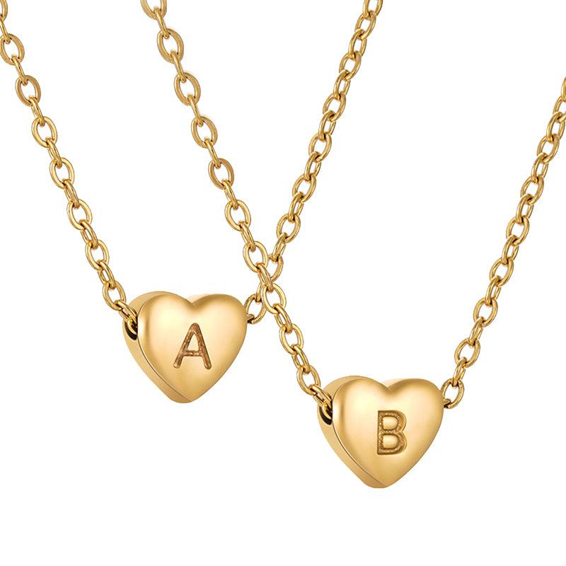 Cheky - Ins Style Love Letter Necklace Women Stainless Steel Heart-shaped Niche Clavicle Chain Fashion Necklace