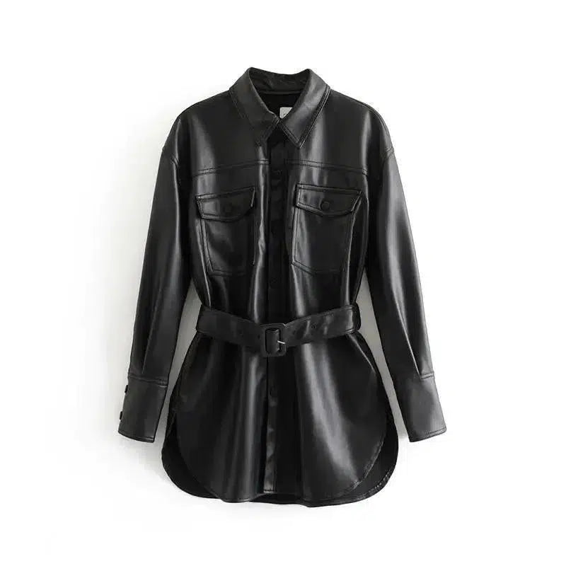 Cheky - All-match leather female jacket