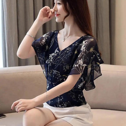 Cheky - Chiffon top women's short sleeve