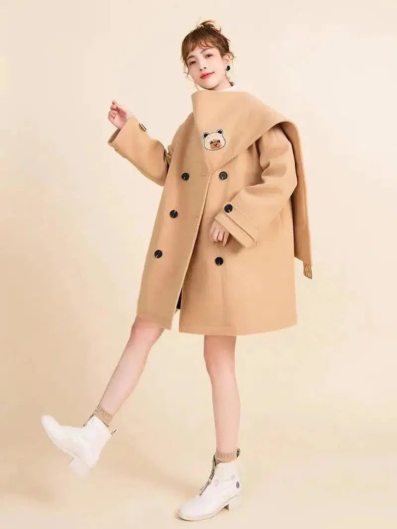 Cheky - Designed shawl woolen coat