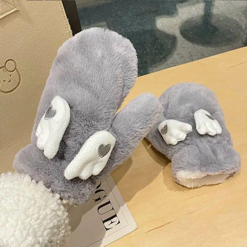 Cheky - Korean Style Cute Moving Wings Gloves For Women Autumn And Winter