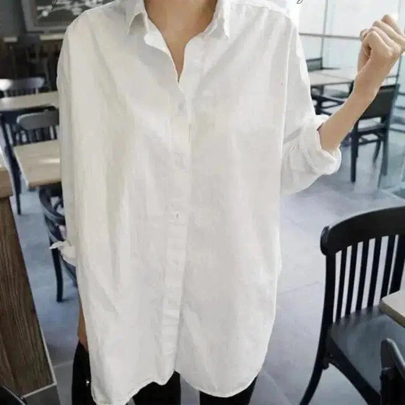 Cheky - Loose V-neck white shirt