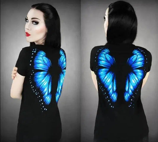 Cheky - Blue Butterfly Women Tshirt