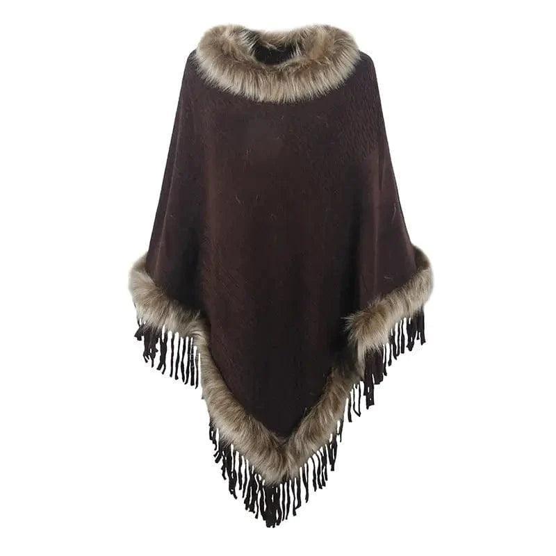 Cheky - Mao Mao Yu Foreign Trade Knitted Tassel Cloak For Women