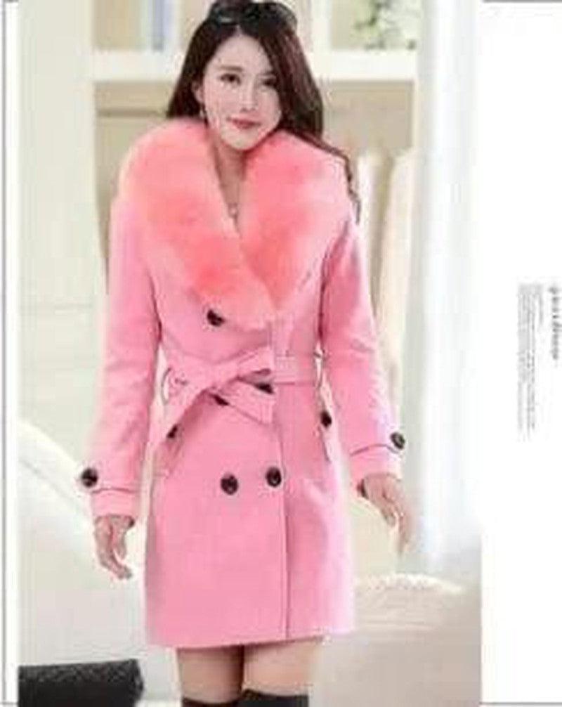 Cheky - Mid-length Winter Coat With Woolen Collar And