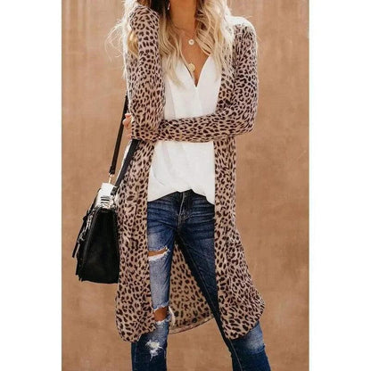 Cheky - New Streetwear Women Long Sleeve Cardigan Leopard Kimono