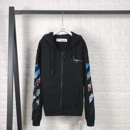 Cheky - Oil painting zipper sweater arrow hoodie