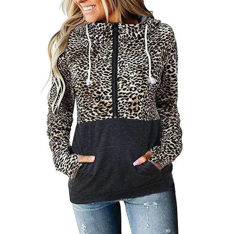 Cheky - Paneled hooded printed sweatshirt