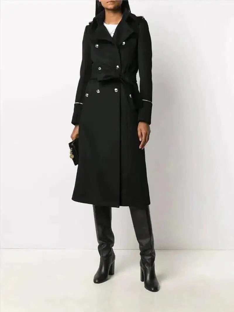 Cheky - Slim Back Slit Long All-Match Coat Woolen Coat