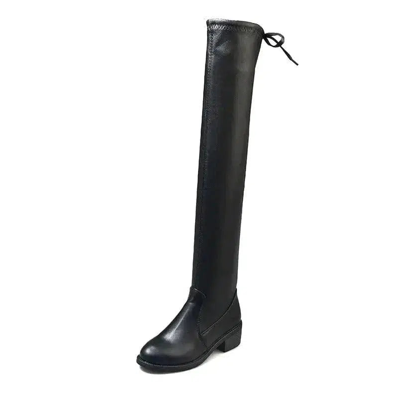 Cheky - Women Fleece Flat Elastic Over Knee Slim Boots